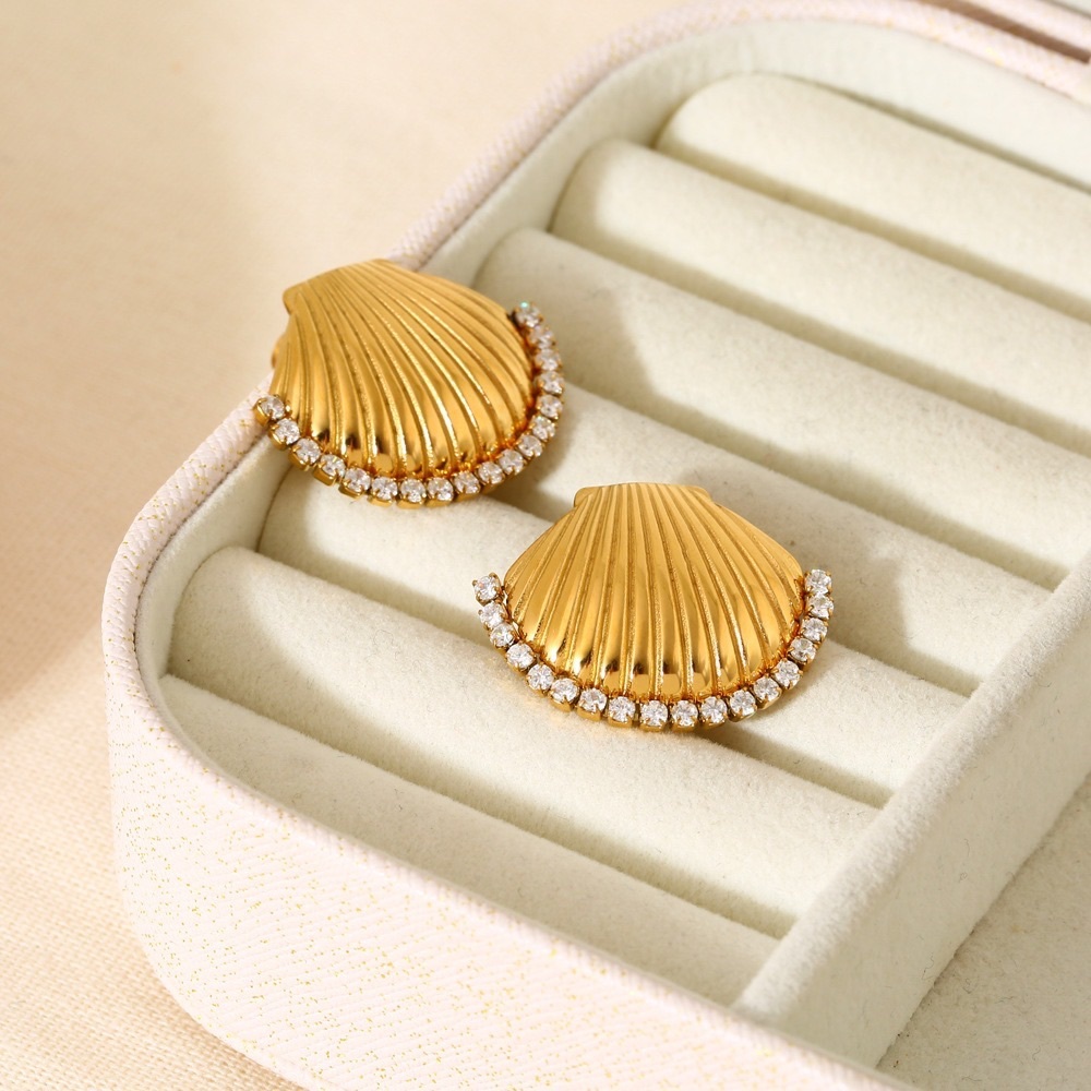 Gold Shell Earrings*Ocean Inspired Earrings*Waterproof and Sweatproof - Picture 7 of 7